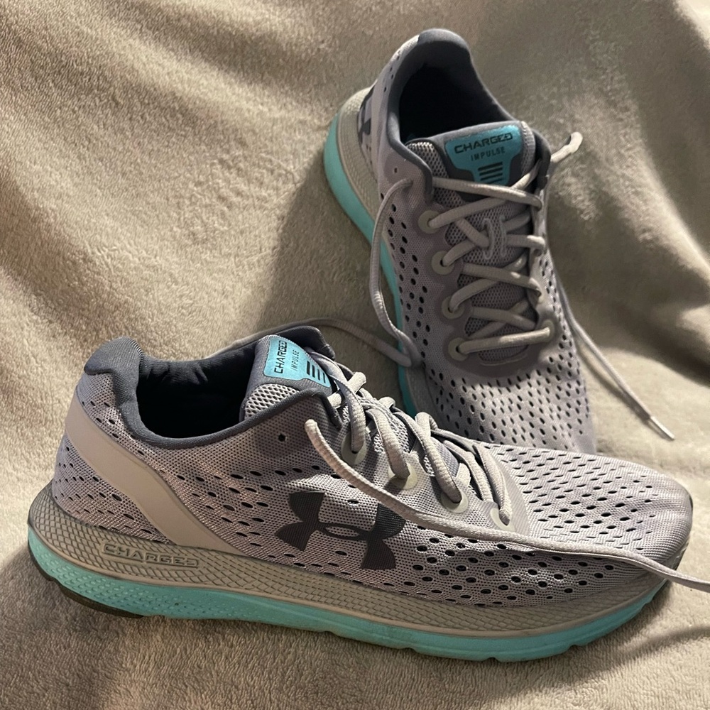 Under Armour Gray and Blue Athletic Shoes with Breathable Mesh